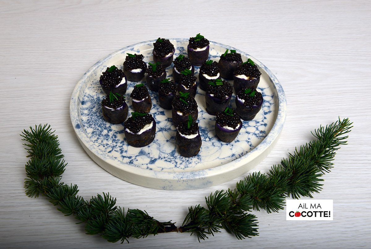 Petites pommes de terre vitelottes au caviar Petites pommes de terre vitelottes au caviar