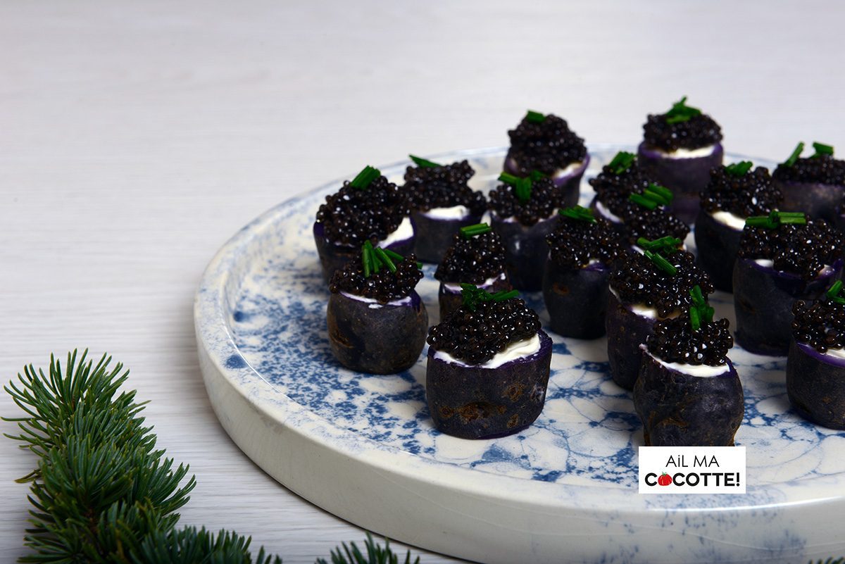 Petites pommes de terre vitelottes au caviar Petites pommes de terre vitelottes au caviar