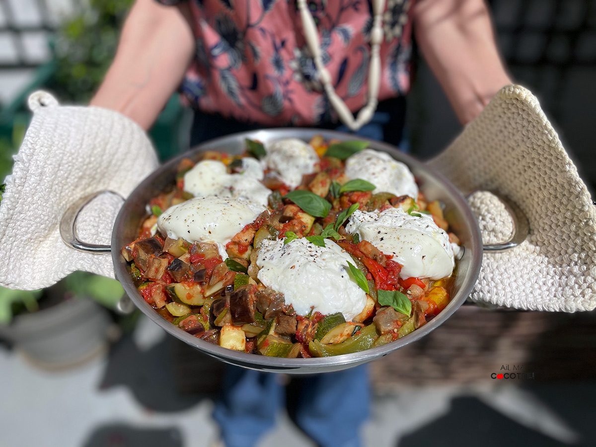 Légumes grillés au four et burrata