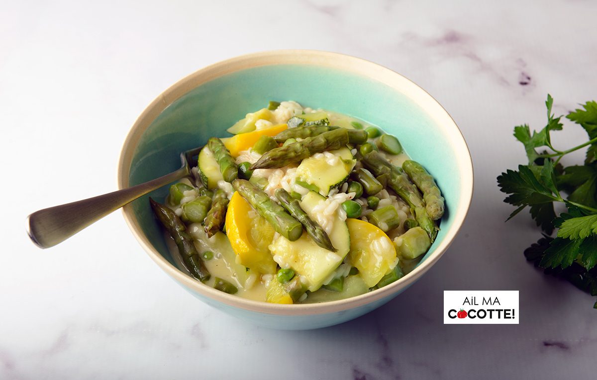 risotto aux asperges, petits pois et courgettes risotto aux asperges, petits pois et courgettes