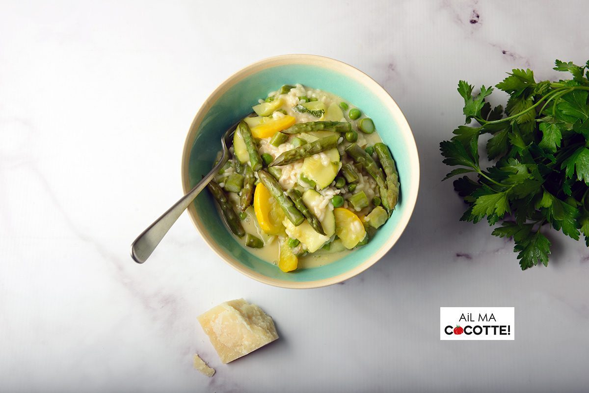 risotto aux asperges, petits pois et courgettes risotto aux asperges, petits pois et courgettes