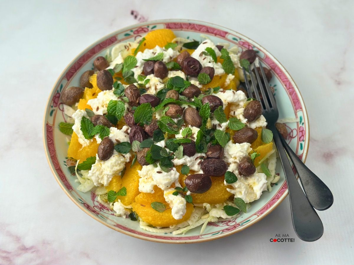 Salade de fenouil, oranges, mozza Salade de fenouil, orange, mozzarella