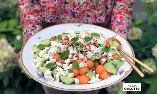 SALADE DE MELON, FETA, CONCOMBRE ET MENTHE