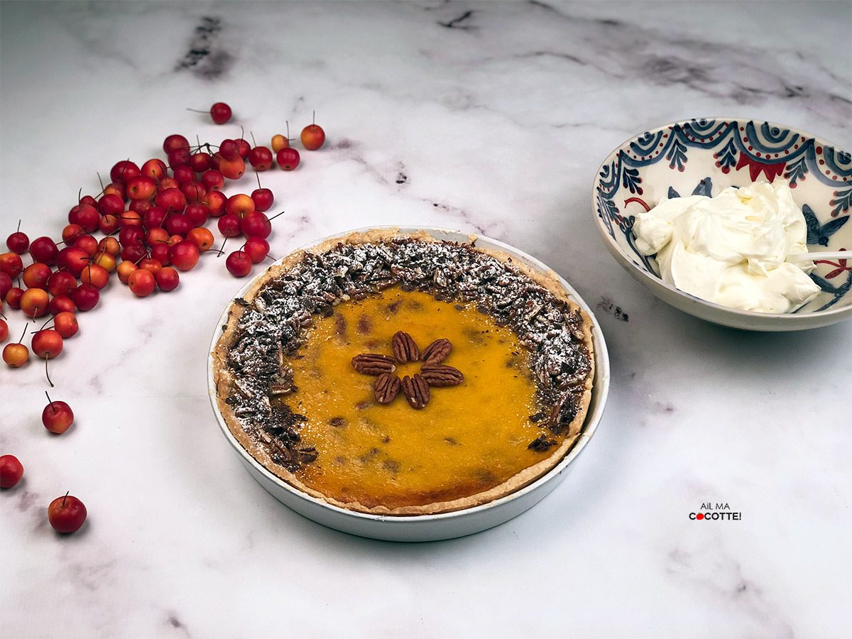 Tarte au potimarron chocolat et noix de pécan