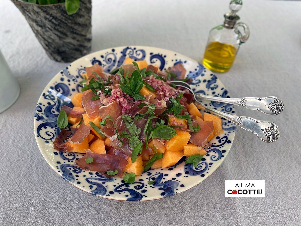 Panzanella-au-melon-et-jambon Panzanella au melon et jambon de Parme, ailmacocotte.com