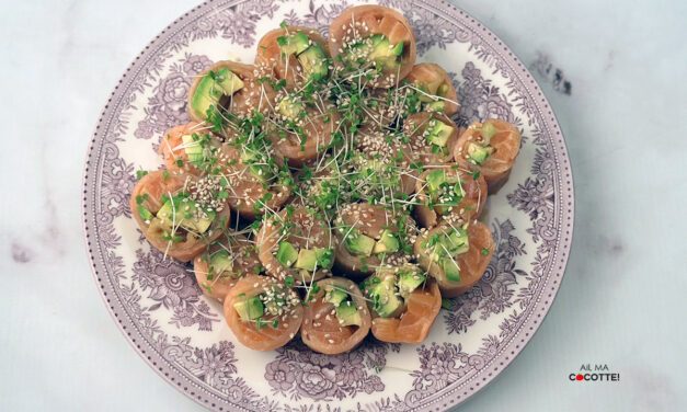 ROULEAUX AUX DEUX SAUMONS ET À L’AVOCAT