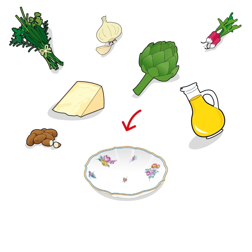 PSD avec TOUS les ingrédients.psd Icones des ingrédients composant le carpaccio d'artichauts poivrades