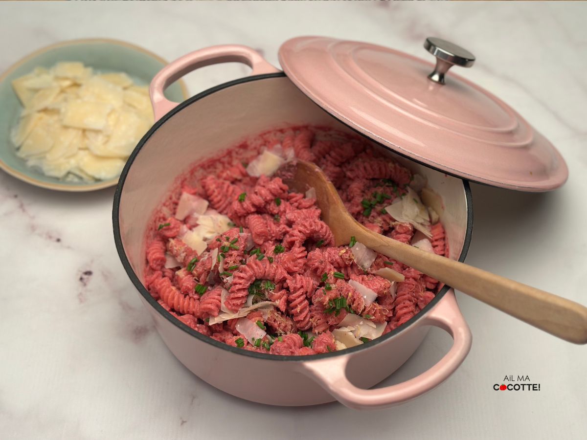Pâtes roses au gorgonzola